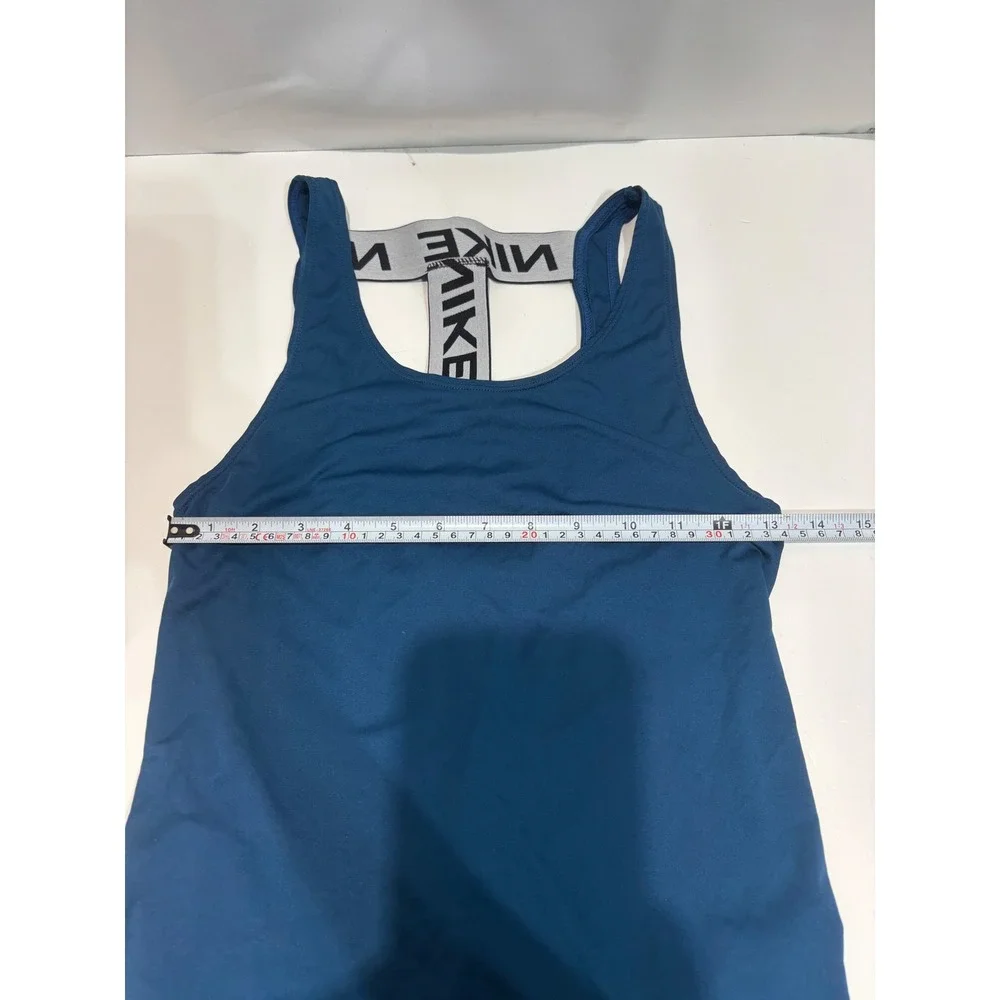 Nike Tank Top Womens XS Teal Dri-FIT Elastic T-Back Logo Strap Activewear